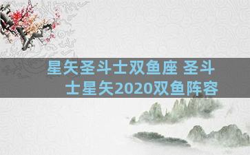 星矢圣斗士双鱼座 圣斗士星矢2020双鱼阵容